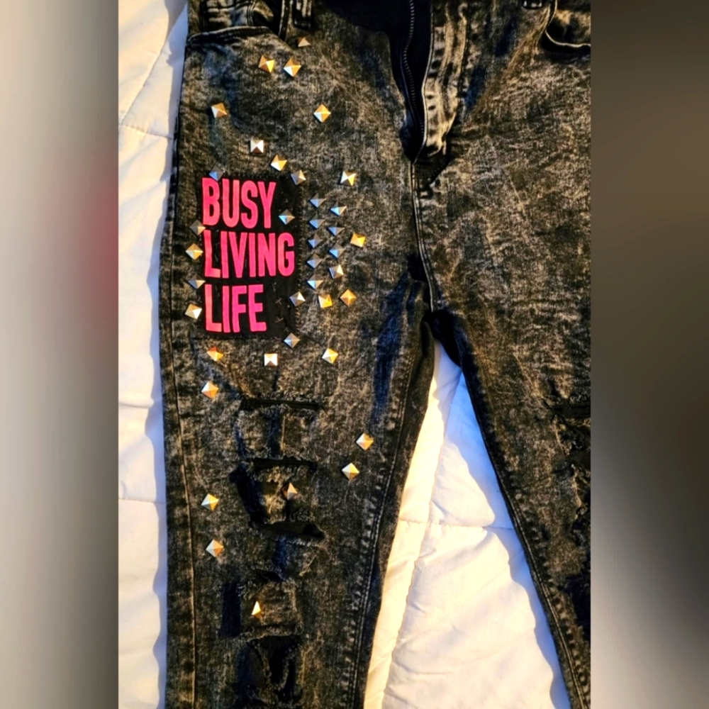 Distressed Punk Jeans - Picture 3 of 6